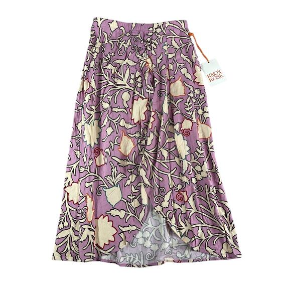 Knox Rose Skirt Womens XS Pink Floral Long Mid Rise Slit Stretch Waist NWT - Picture 1 of 10